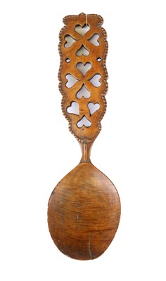 Lot 406 - A Welsh Treen Love Spoon, early 19th century,...