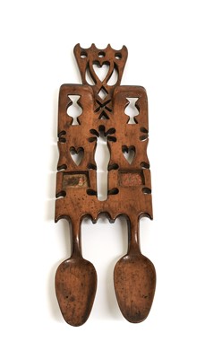 Lot 151 - A Welsh Treen Love Spoon, 19th century, with...
