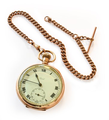 Lot 103 - A Gold Plated Open Faced Keyless Pocket Watch,...