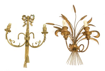 Lot 308 - A Gilt Metal Twin-Light Wall Sconce, in George...