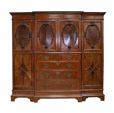 Lot 708 - A Mahogany and Tulipwood-Banded Breakfront...