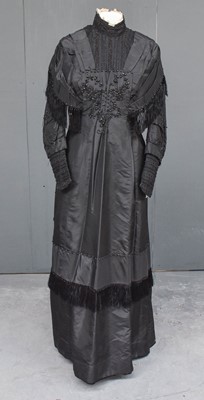 Lot 2012 - Late 19th Century Black Silk Dress with long...