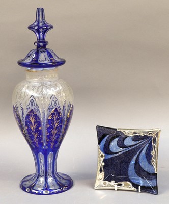 Lot 185 - A Bohemian Glass Baluster Vase and Cover, with...