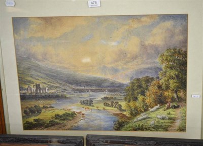 Lot 476 - Watercolour river landscape by J J Hughes