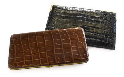 Lot 379 - A Black Crocodile Skin Wallet with 9 Carat...