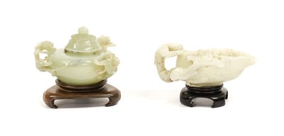 Lot 287 - A Chinese Jade Censer and Cover, of compressed...