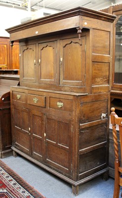 Lot 1305 - An 18th Century Oak Enclosed Dresser, the...