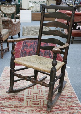 Lot 1348 - An Early 19th Century Elm Ladder Back Rocking...