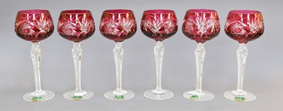 Lot 303 - Set of Six East German Kristall Hock Glasses,...