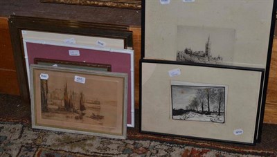 Lot 482 - Nine various prints and etchings, some signed