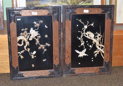 Lot 483 - Pair of small Oriental hardstone plaques