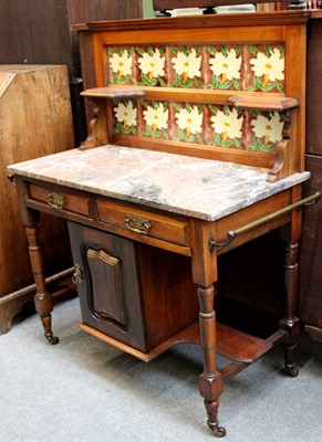 Lot 1227 - An Edwardian Mahogany Marble Topped Washstand,...