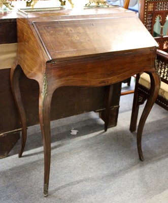 Lot 1340 - A French Rosewood Inlaid Bureau De Dame, with...