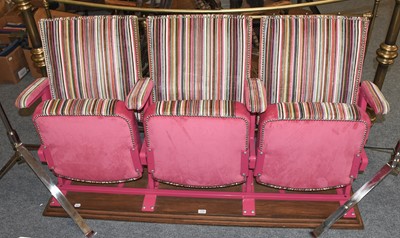 Lot 1116 - A Row of Three Folding Cinema Seats, covered...