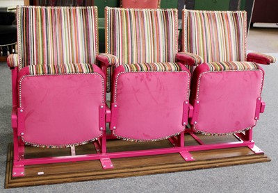 Lot 1116 - A Row of Three Folding Cinema Seats, covered...