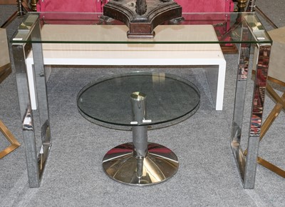 Lot 1112 - A Chromed Italian and Glass Top Circular Table,...