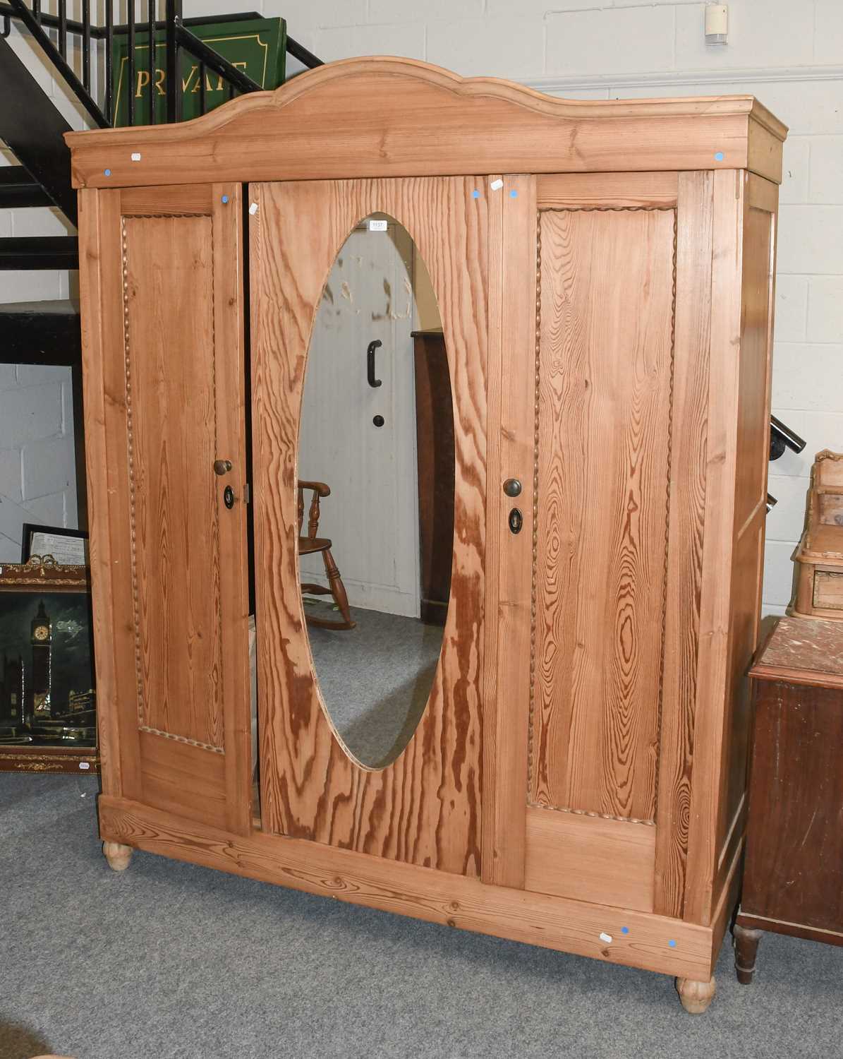 Lot 1137 - A Modern Pine Mirror Fronted Wardrobe, 163cm...