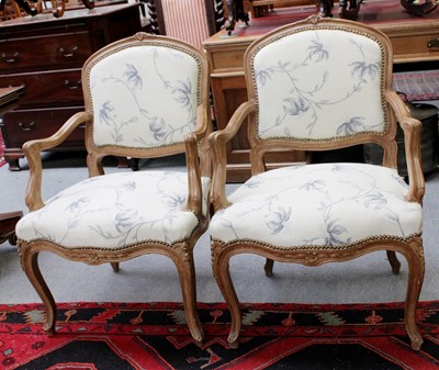 Lot 1253 - A Pair of French Open Armchairs