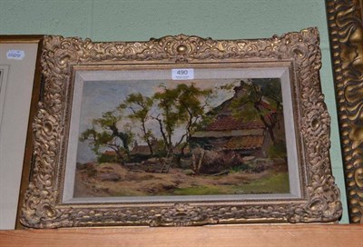 Lot 490 - Attributed to Owen Bowen, 'The Old Barn', signed oil on canvas