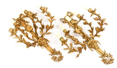 Lot 411 - A Pair of Gilt Metal Five-Light Wall Sconces,...