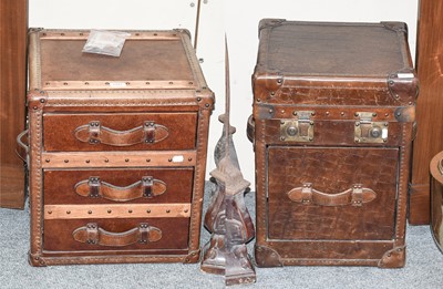 Lot 1181 - A Reproduction Leather and Wood Three Drawer...