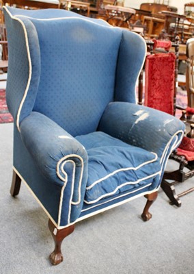 Lot 1347 - A George III Style Wing Back Armchair, 20th...