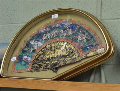 Lot 494 - Oriental lacquer fan in case