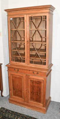 Lot 1134 - A Pine Bookcase, 19th century, with glazed...