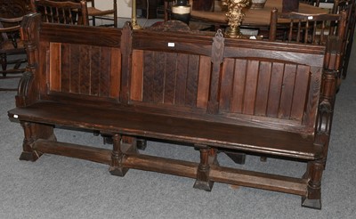 Lot 1176 - A Victorian Pitch Pine Church Pew, 191cm by...