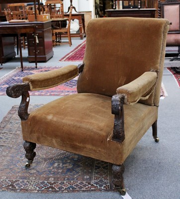 Lot 1270 - A Carved Oak Open Armchair, 19th century