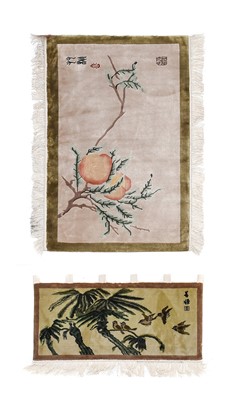 Lot 604 - Chinese Silk Rug Depicting a fruiting bough on...