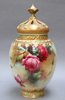 Lot 255 - A Royal Worcester Pot Pourri Vase and Cover,...