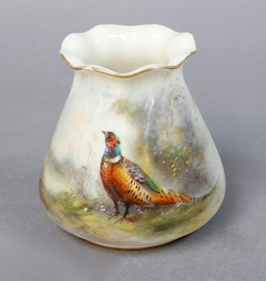 Lot 270 - A Royal Worcester Money Bag Vase, painted with...