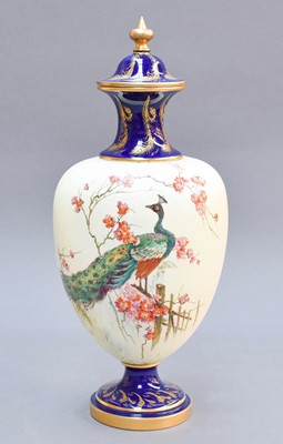 Lot 409 - A Royal Worcester Vase and Cover, painted with...