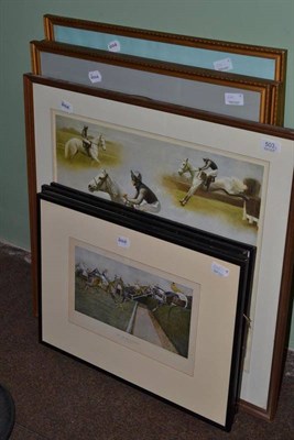 Lot 503 - After Cecil Aldin, The Grand National, a set of four colour prints; Des Snee, White Tornado, colour