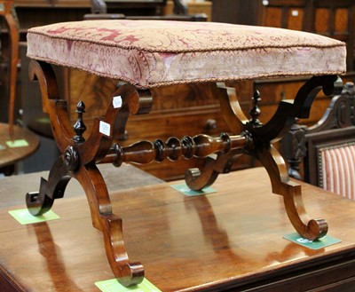 Lot 1251 - A Victorian Rosewood Stool, with velvet...