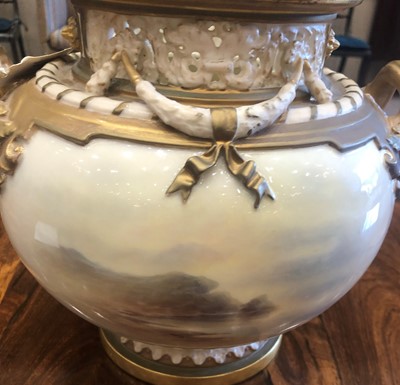 Lot 75 - A Royal Worcester Porcelain Pot Pourri Vase...
