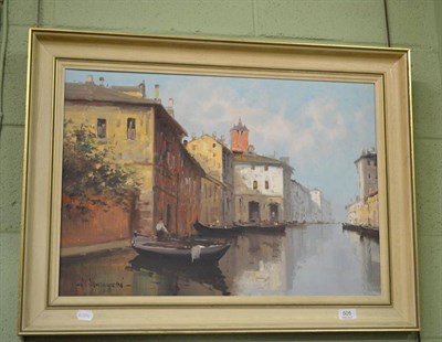 Lot 505 - Aldo Marangoni, oil, Venice canal scene