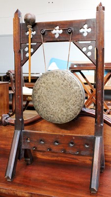 Lot 1214 - A Victorian Oak Gothic Revival Dinner Gong,...