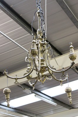 Lot 1274 - A French Brass Five Light Hanging...