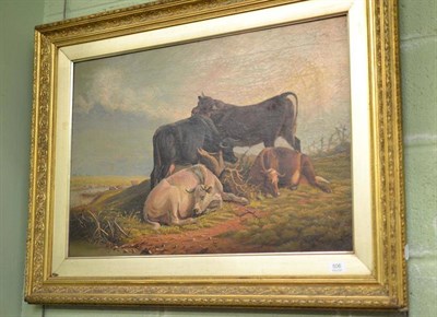 Lot 506 - After Thomas Sydney Cooper, cattle in a field, oil on canvas