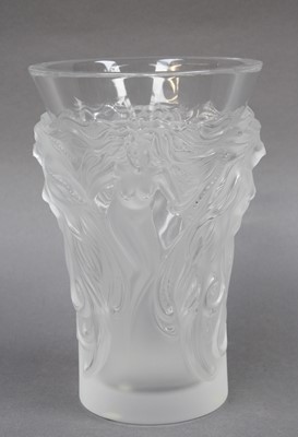 Lot 271 - A Lalique Vase with four stylised ladies, 18cm