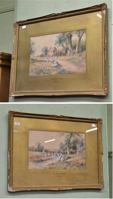 Lot 507 - A pair of watercolours, E.Bromley, 'The Fishers Retreat' and 'The Reading Lesson'