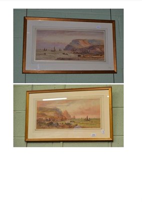 Lot 508 - Pair of framed watercolours by E.Lewis of coastal shipping scenes