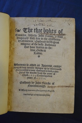 Lot 27 - Carion (John) The thre bokes of Cronicles,...