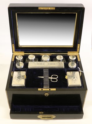 Lot 364 - A 19th Century Travelling Box, ebonised and...