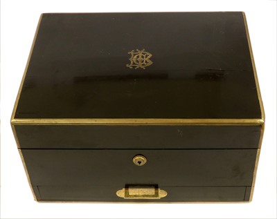 Lot 364 - A 19th Century Travelling Box, ebonised and...