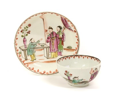 Lot 44 - A Lowestoft Porcelain Tea Bowl and Saucer,...