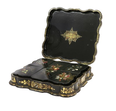 Lot 553 - An Early Victorian Papier Mâché Box and Cover,...