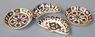 Lot 274 - Two Royal Crown Derby Half Moon Dishes,...